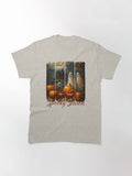Halloween Ghost Pumpkin Haunted House Bats Design Classic T Shirt