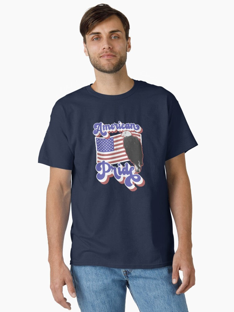 American Pride Patriotic Flag and Eagle Independence Day Quote Classic Shirt T Shirt US Trend