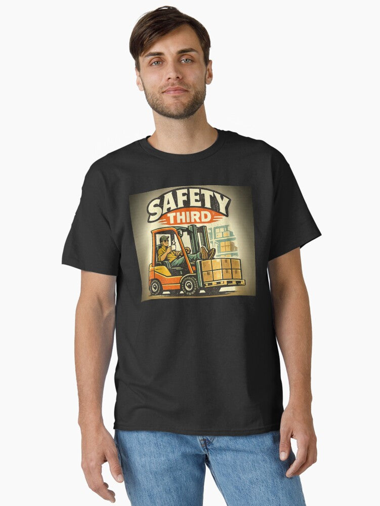 Safety Third Forklift Retro Design Classic T Shirt