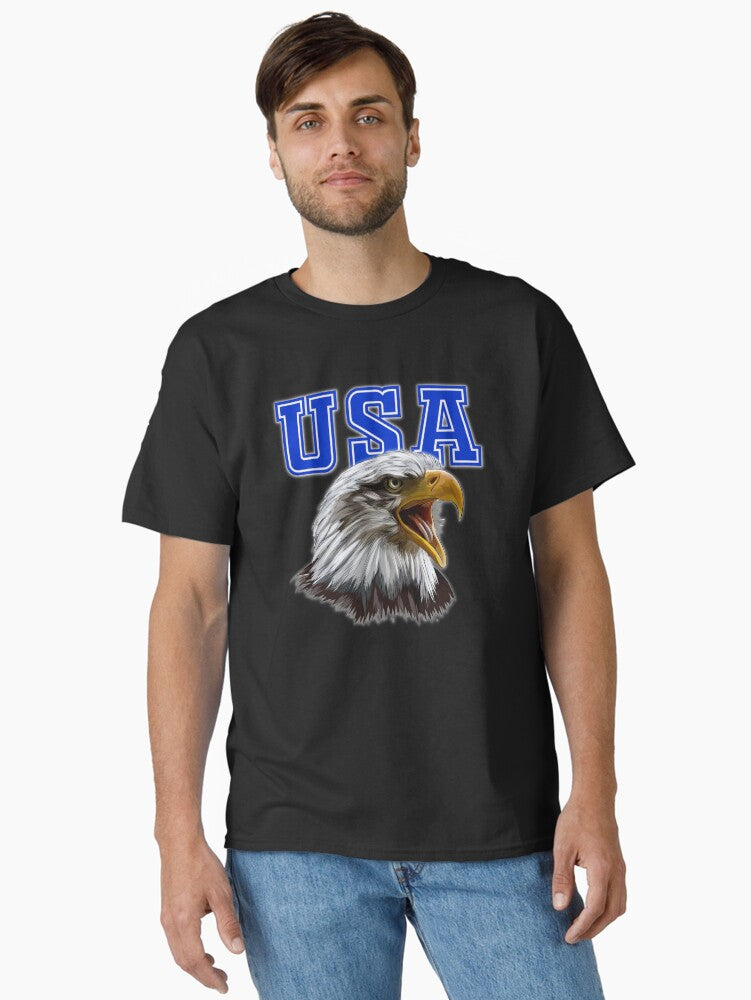 Blue with white trim USA and Eagle Classic Shirt T Shirt Gift Ready