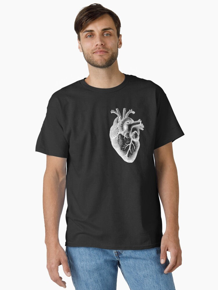 Anatomical Heart White Outline Classic Shirt T Shirt Clean Design