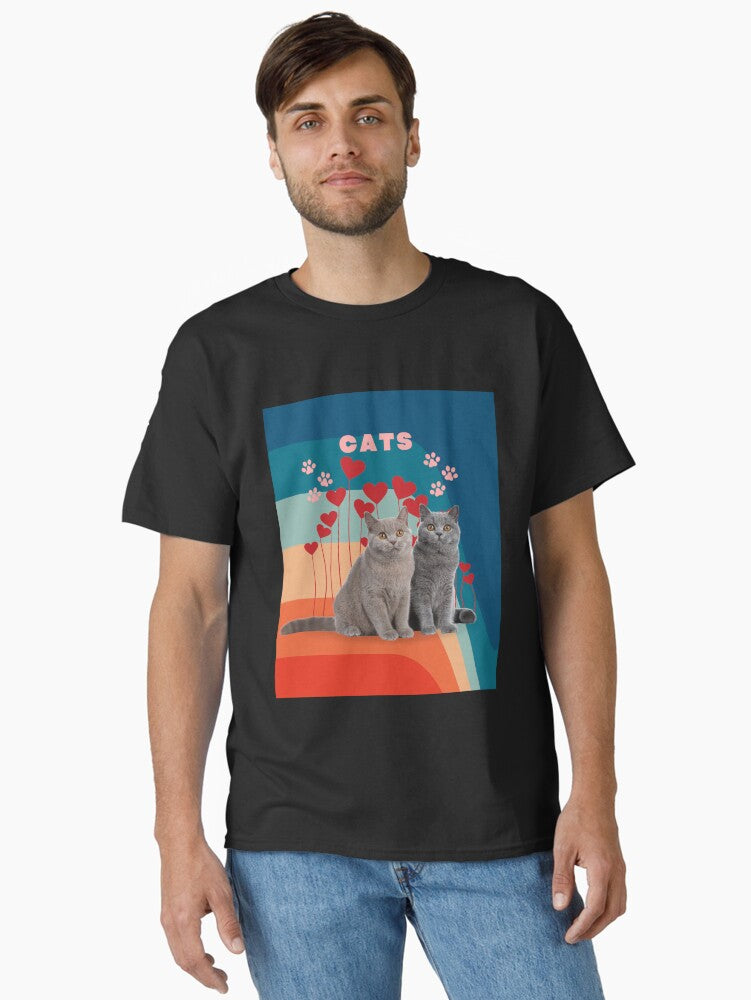 Happy Valentine day cats Classic Shirt T Shirt Clean Design