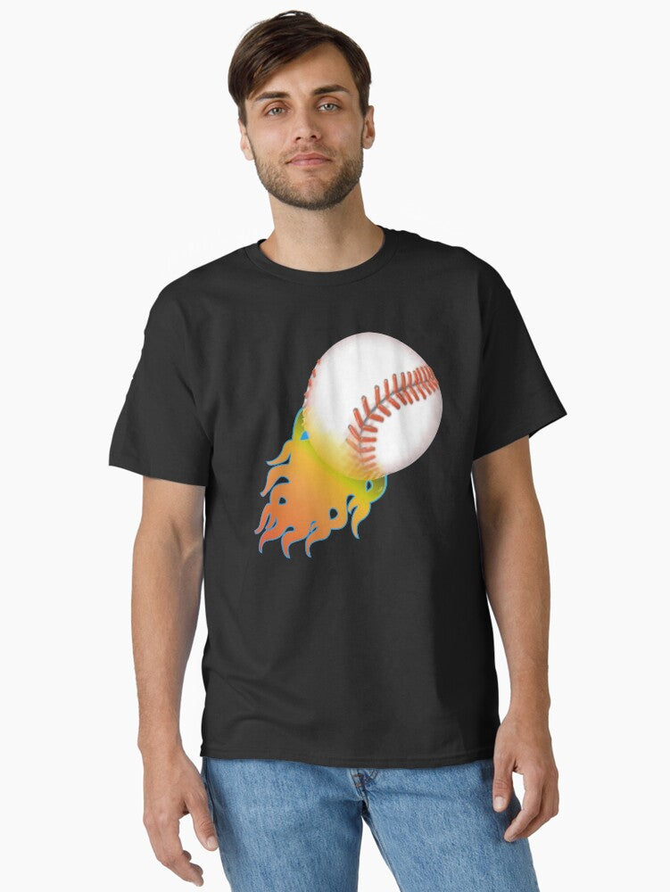 Flaming Baseball Classic T Shirt T Shirt Viral TikTok Daily Wear