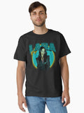 The Electropop Woman Singer and Blue Background Classic T-Shirt