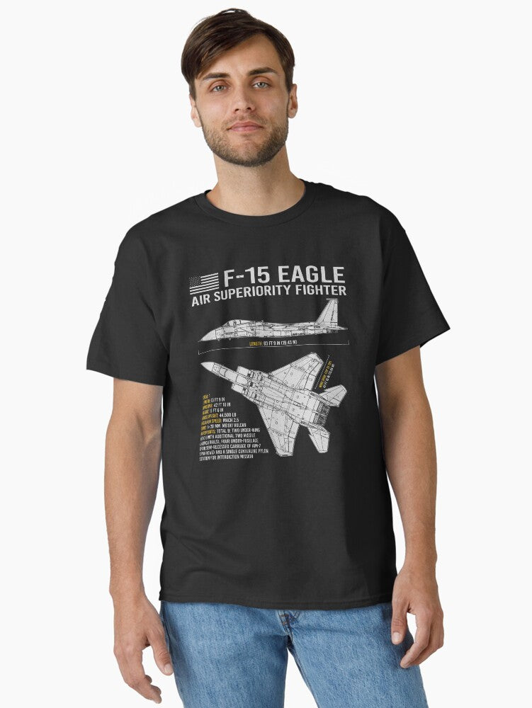 15 Eagle US Aircraft Plane USAF Airplane Blueprint Military jet Classic Shirt T Shirt Gift Ready