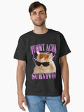 Tummy Ache Survivor Funny Cat Meme Animals Lover Men Women Classic T-Shirt | Premium Unisex T-Shirt, Trending Graphic Tee