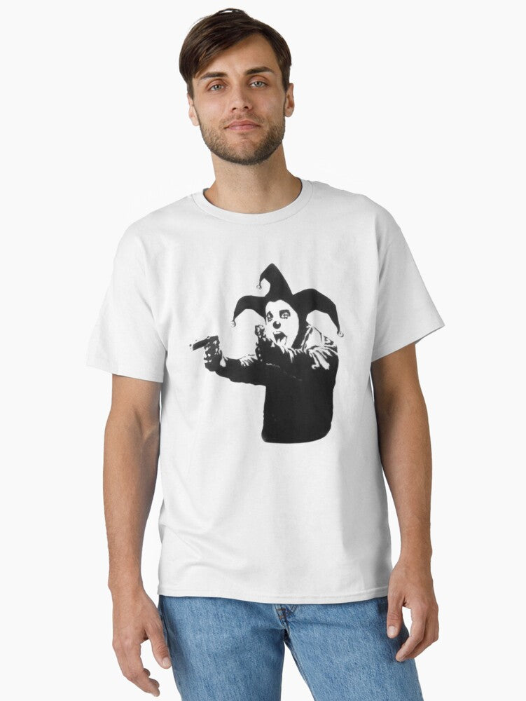 Banksy shouting clown jester with guns Classic Shirt T Shirt US Market