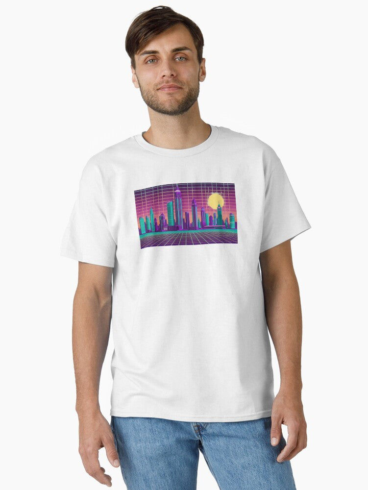 Synthwave Cityscape Classic T-Shirt | Premium Unisex T-Shirt, Trending Graphic Tee