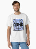ADHD Stained Glass Typography – Blue Abstract Neurodivergent Art Classic T-Shirt