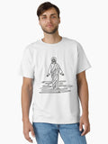 Jesus Walks on Water Minimalist Line Art Print Classic Shirt T Shirt US Market