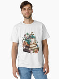 Floral books and a cup of coffee Classic T Shirt T Shirt High Search Demand Daily Comfort