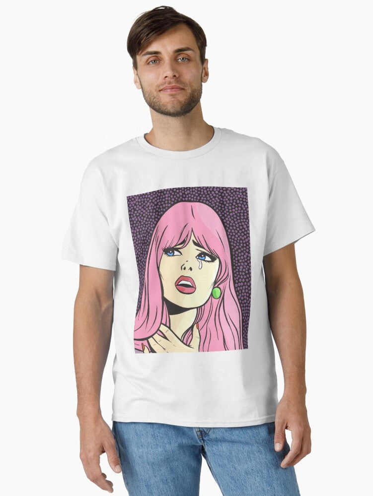 Pink Pop Art Crying Comic Girl Classic T Shirt T Shirt Viral TikTok Gift Ready