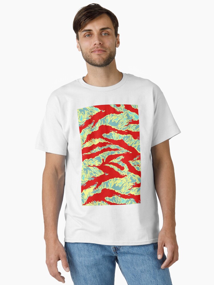 Woodcut camo red yellow camouflage Classic T Shirt T Shirt High Search Demand Streetwear Essential