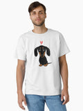 Black and Tan Dachshund with Heart Cute Cartoon Wiener Dog Classic Shirt T Shirt Clean Design