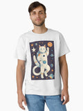 Cat astronaut retro futuristic mid century Classic T-Shirt | Premium Unisex T-Shirt, Trending Graphic Tee