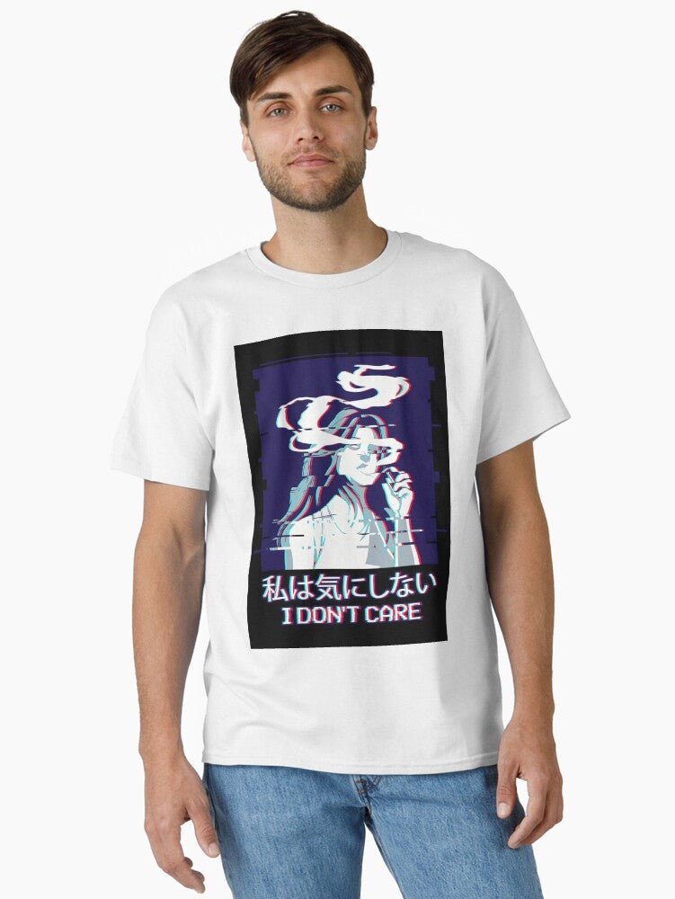I Dont Care Smoking Anime Classic T-Shirt | Premium Unisex T-Shirt, Trending Graphic Tee