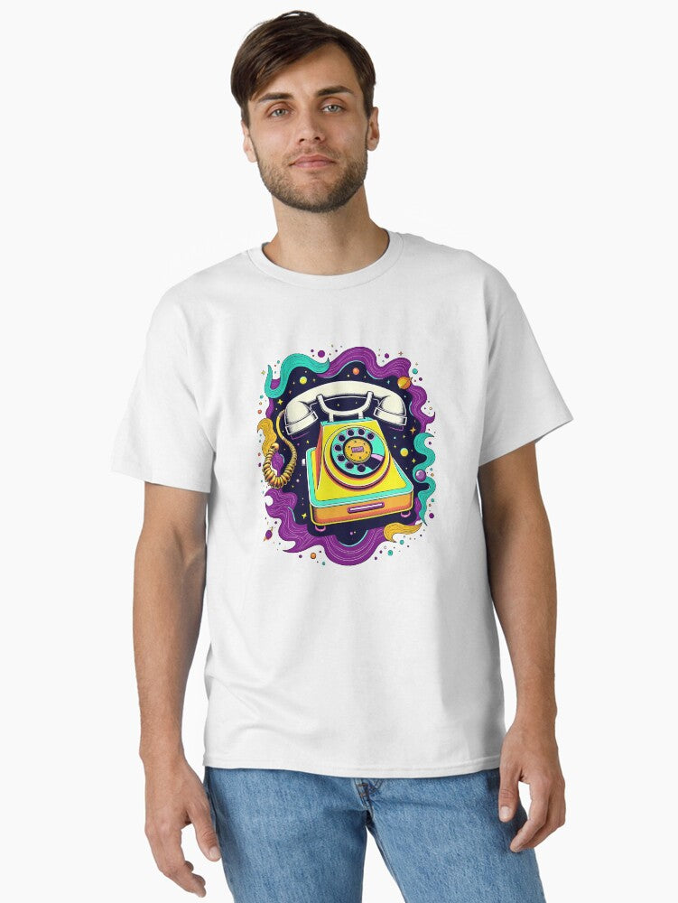 Retro Futurism A Phone s Cosmic Transformation Classic T-Shirt | Premium Unisex T-Shirt, Trending Graphic Tee