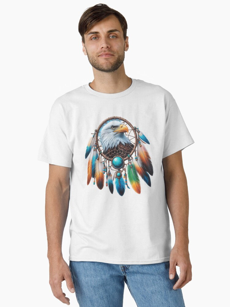 Bald Eagle Dreamcatcher with Colorful Feathers and Turquoise Accents Classic Shirt T Shirt Gift Ready
