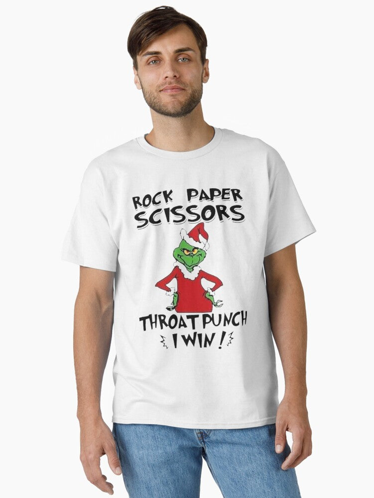 Rock Paper Scissors Throat Punch Playing With The Grinch Classic T Shirt T Shirt Holiday Trending Christmas Season Pick