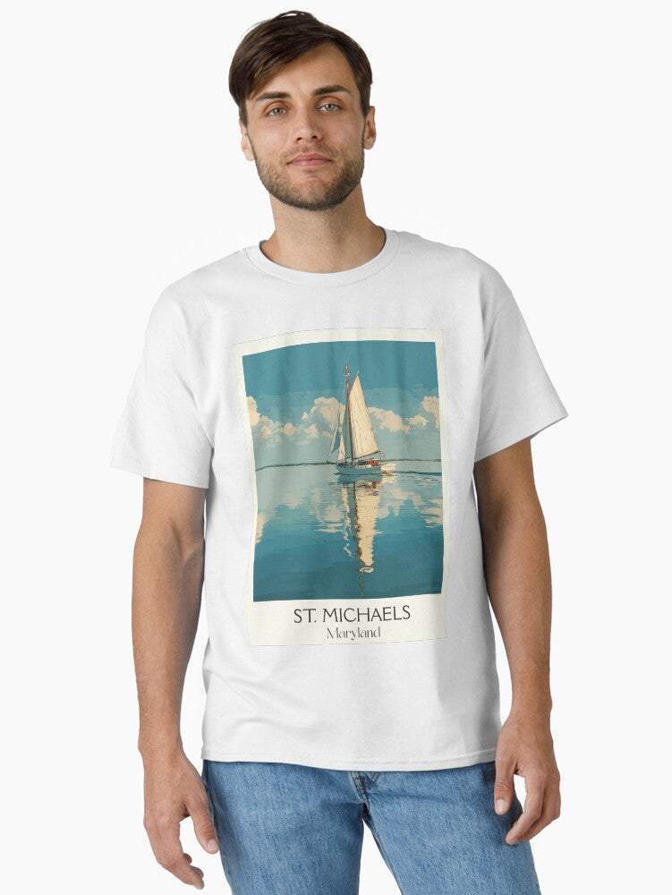 St Michaels Maryland Chesapeake Bay Sailing Poster Classic T Shirt T Shirt US Market