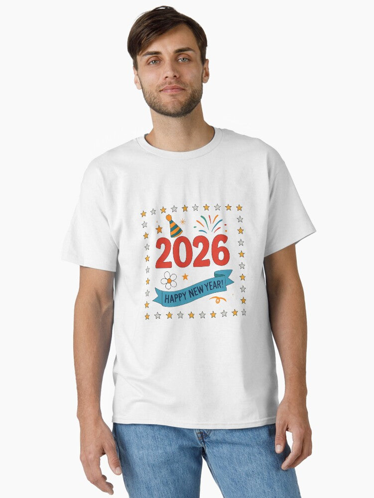 Happy New Year 2026 Print Classic T Shirt T Shirt Premium Print Daily Wear