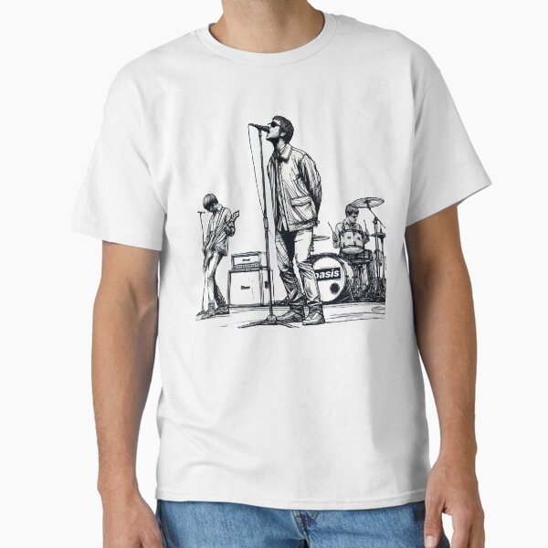 Minimalist Line Art of Oasis Performing – Retro Britpop Band Design Classic T-Shirt for Sale by BrewsterBears