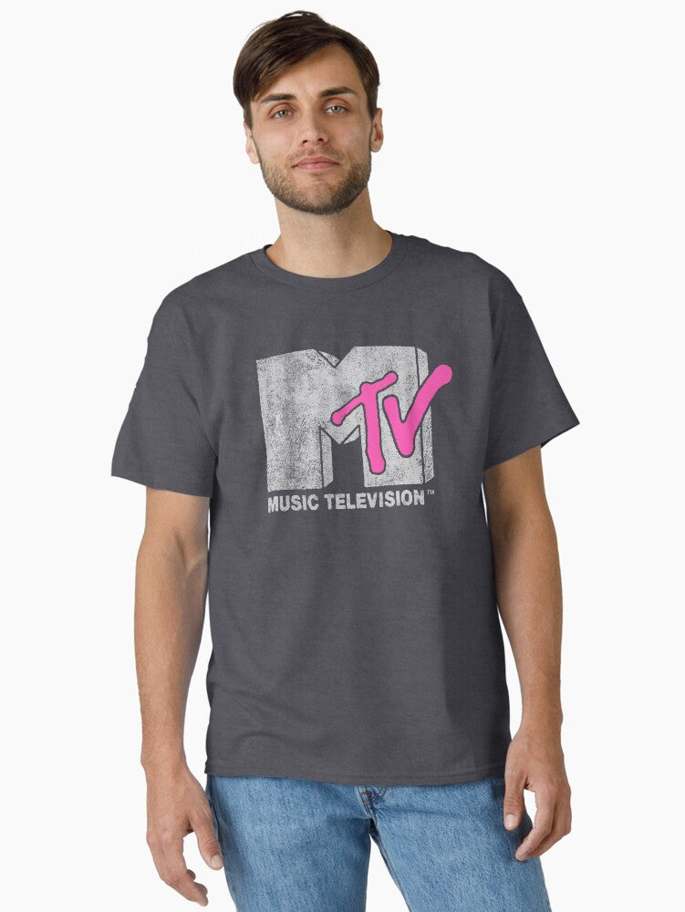 MTV Distressed Puffy Pink Vintage MTV Logs Classic T Shirt T Shirt Premium Print Best Seller Look