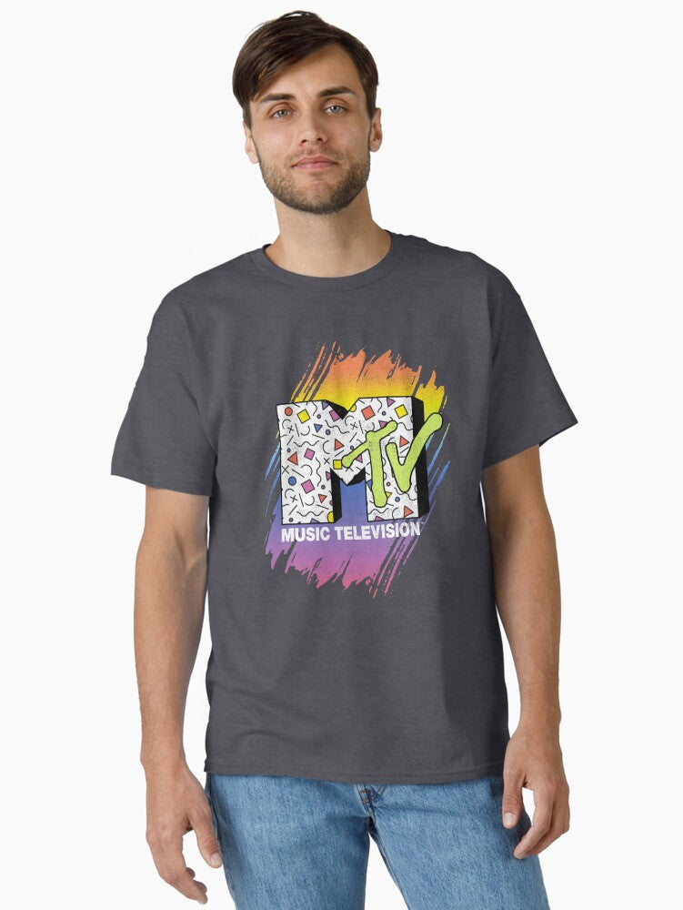 MTV Music Television Gradient Paint Swipe Logo Classic T Shirt T Shirt Streetwear Style Pop Art Style
