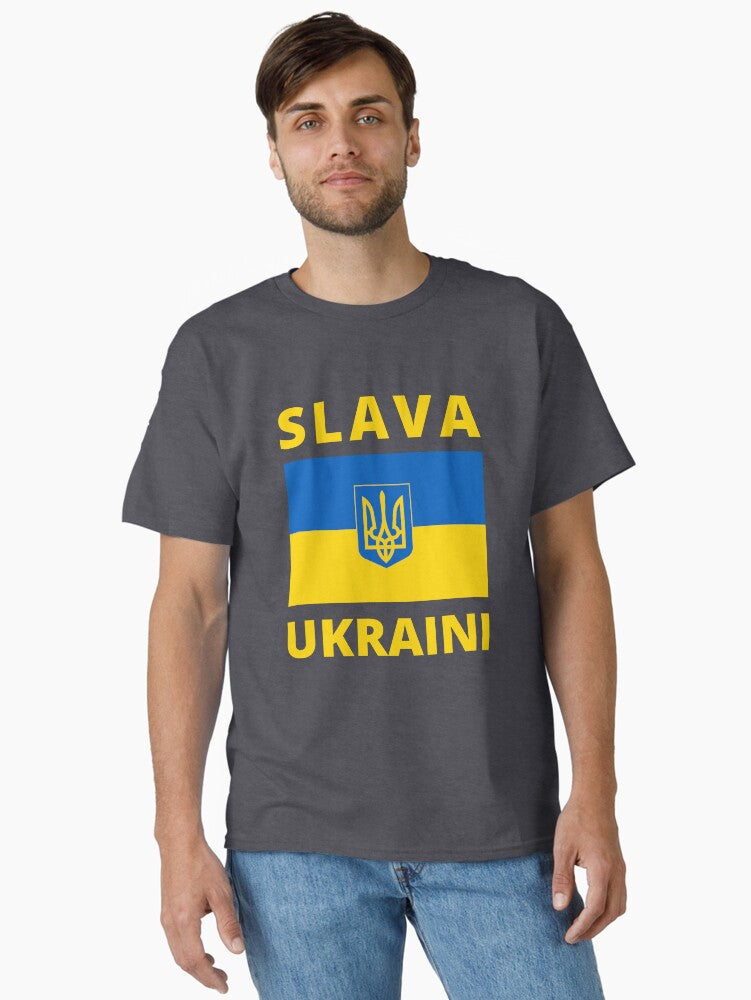 SLAVA UKRAINI GLORY TO UKRAINE SUPPORT UKRAINE PROTEST PUTIN Classic Shirt T Shirt Peace Message