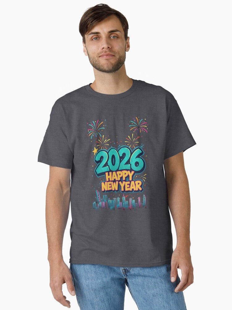 Happy New Year 2026 Graffiti City Skyline T Shirts Classic T Shirt T Shirt Viral TikTok Gift Ready