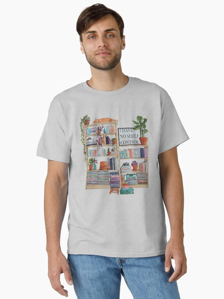 Watercolor bookshelf I have no shelf control Classic T Shirt T Shirt High Search Demand Streetwear Essential