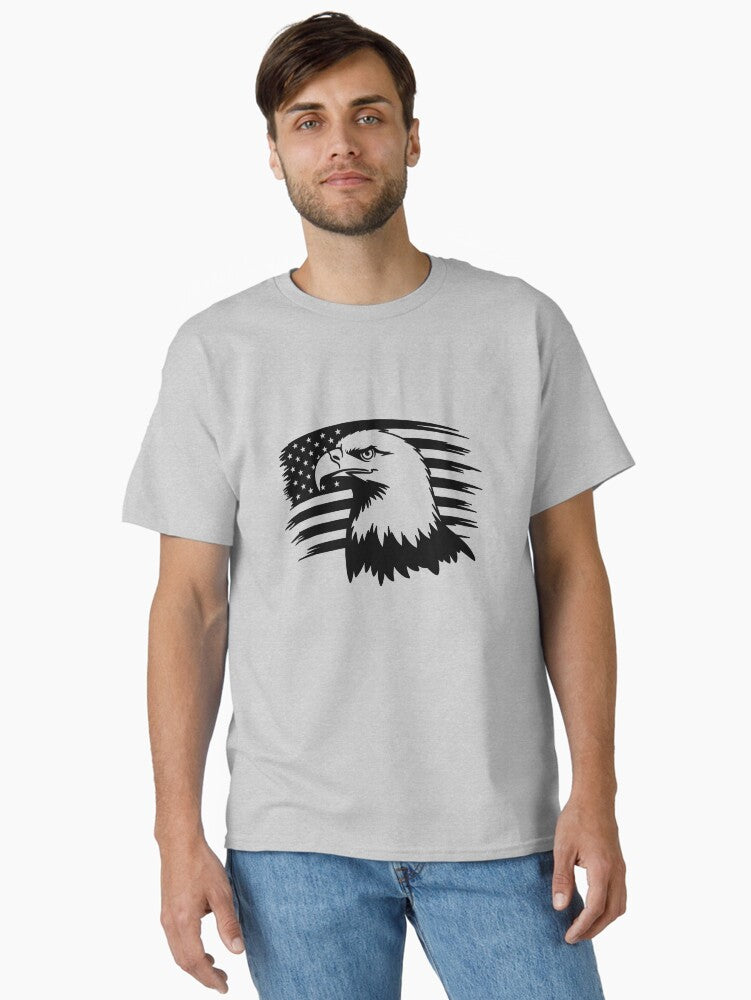 Bald Eagle On Distressed American Flag Classic Shirt T Shirt Everyday Wear