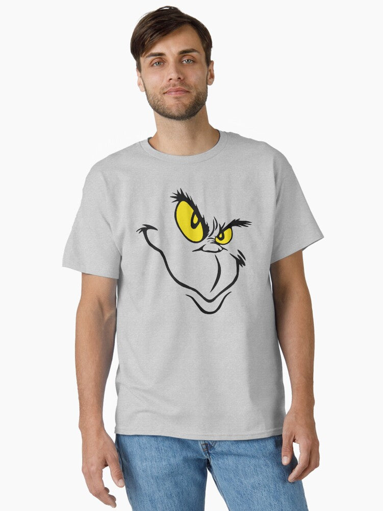 The Grinch Smiley Face w Frown Classic T Shirt T Shirt Holiday Trending Christmas Season Pick