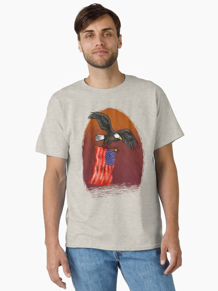 American Eagle Flag Print Classic Shirt T Shirt Premium Quality