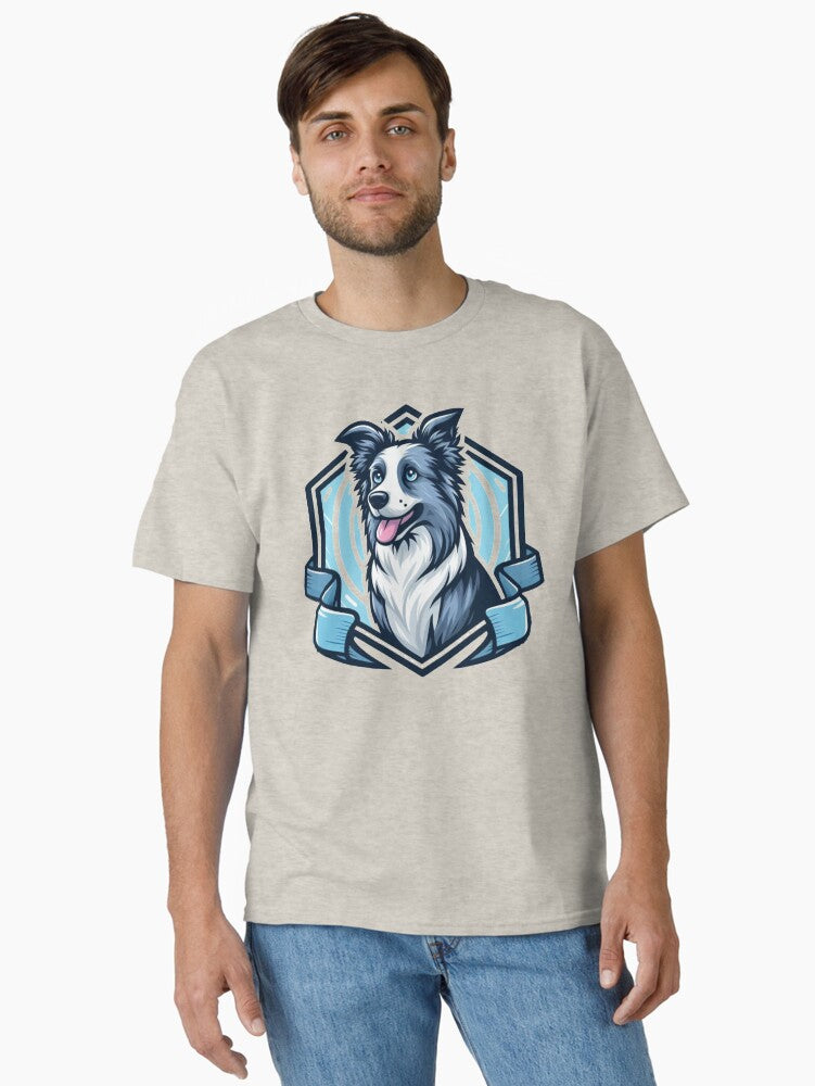 Border Collie Blue Merle Herding Dog Cartoon Illustration