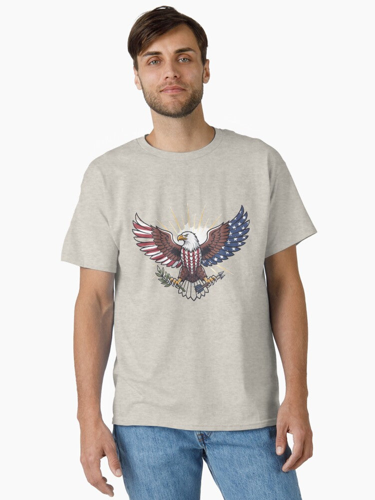 The Patriotic Eagle Birdwatchers American Flag Wings Vector Art Classic Shirt T Shirt US Trend