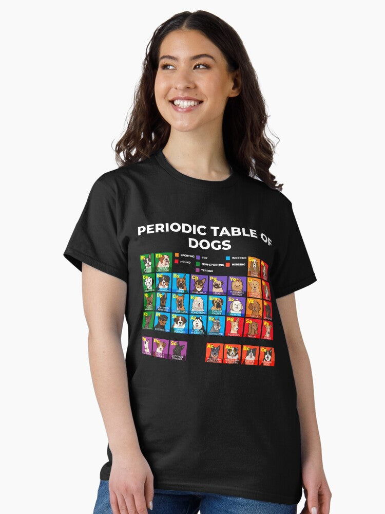 Periodic Table of Dogs Dog Lover Funny Science Classic T Shirt Women T Shirt Comfort Fit Daily Wear