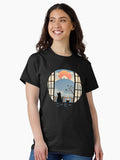Coffee Cat in Mt Fuji Classic T Shirt Women T Shirt Premium Print Hot Right Now