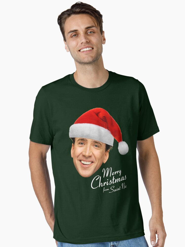 Merry Christmas from St Nic olas Cage Essential Shirt T Shirt Minimal Style