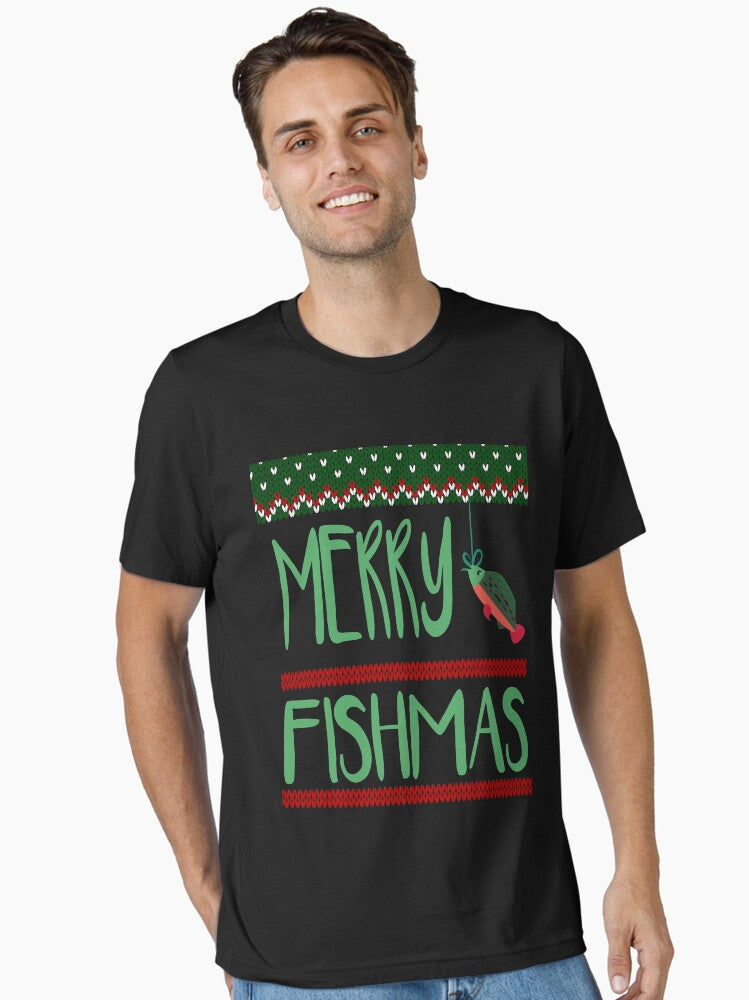 Fisherman Funny Christmas Pajama Merry Fishmas Ugly Fishing Essential T-Shirt | Premium Unisex T-Shirt, Trending Graphic Tee