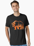 Downtown City City Skyline Walking Bear Silhouette Gift Essential T Shirt T Shirt Minimal Style