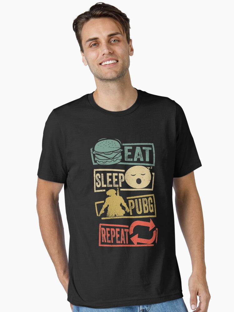 Eat Sleep Pubg Repeat retro video game Essential T Shirt T Shirt Premium Print Best Seller Look