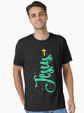 Christmas Tree Jesus Christ Christian Cross Nativity Scene Manger Holidays Essential Shirt T Shirt Premium Print
