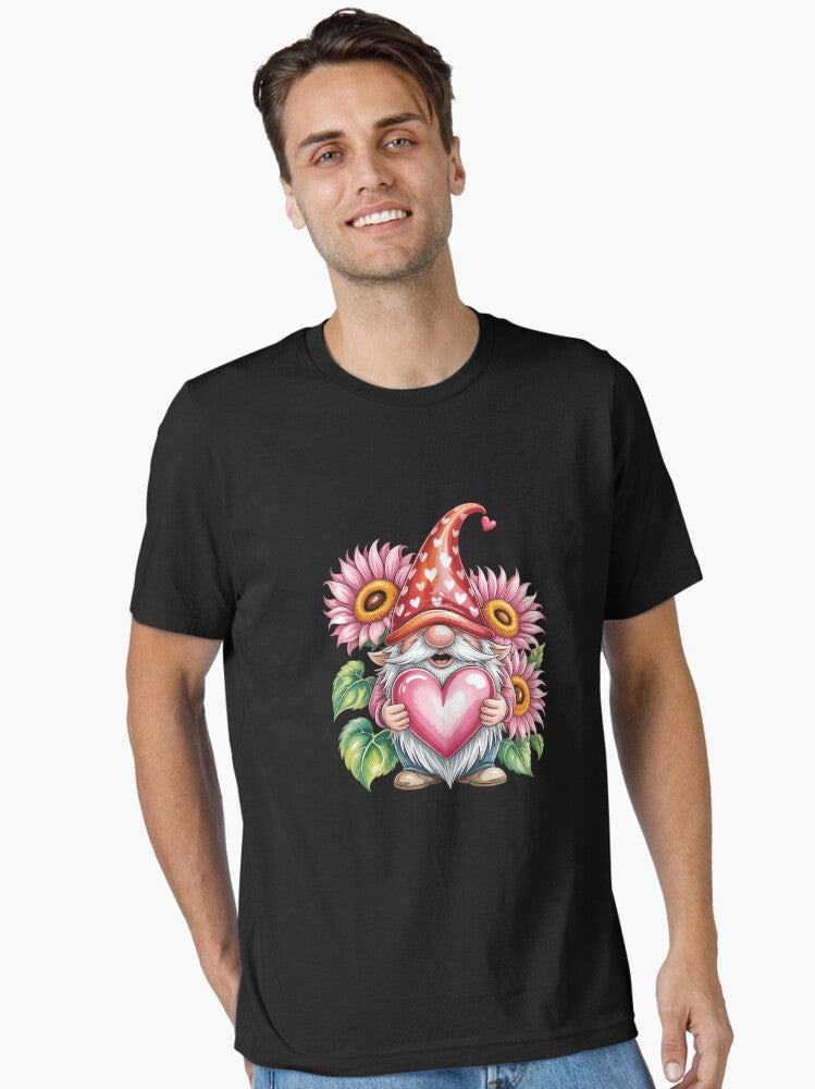 Happy Valentine Day Gnome Sunflower Essential Shirt T Shirt Clean Design