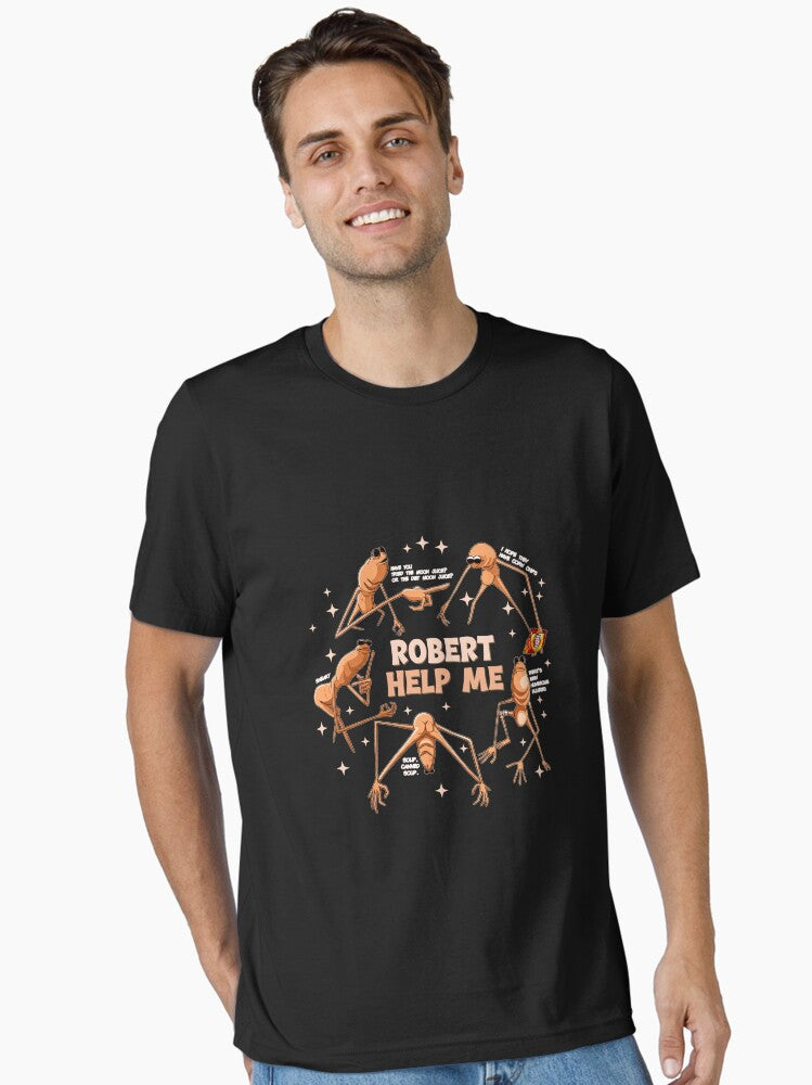 Marcus The Worm Funny Meme Robert Help Essential T-Shirt | Premium Unisex T-Shirt, Trending Graphic Tee