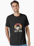 Kit Tea Black Kitty Cat Tea Lover Essential Shirt T Shirt Premium Quality