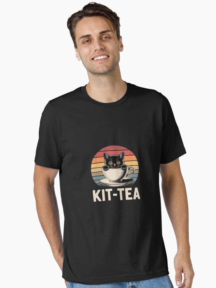 Kit Tea Black Kitty Cat Tea Lover Essential Shirt T Shirt Premium Quality