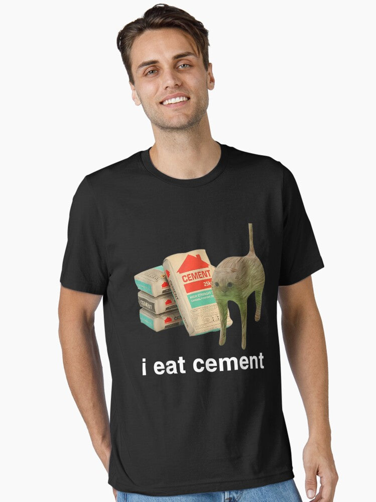 I Eat Cement Cursed Cat Funny Oddly Specific Meme T-Shirt Essential T-Shirt | Premium Unisex T-Shirt, Trending Graphic Tee