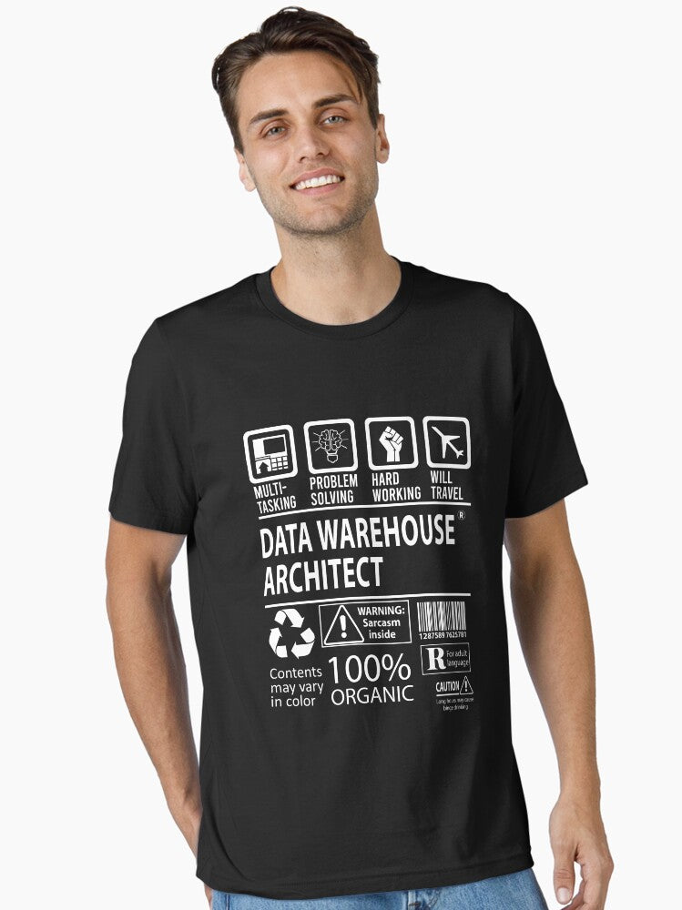 Data Warehouse Architect T Shirt Multitasking Certified Job Item Tee Essential T