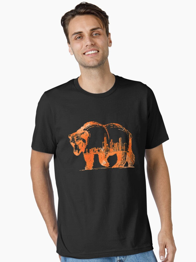 Downtown City City Skyline Walking Bear Silhouette Gift Essential T Shirt T Shirt Limited Vibe